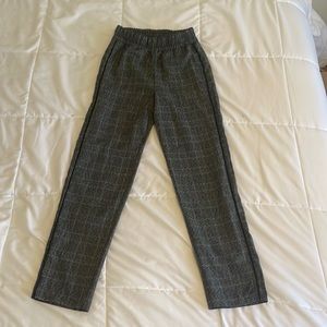 Gray work pants with black seam piping, size 0